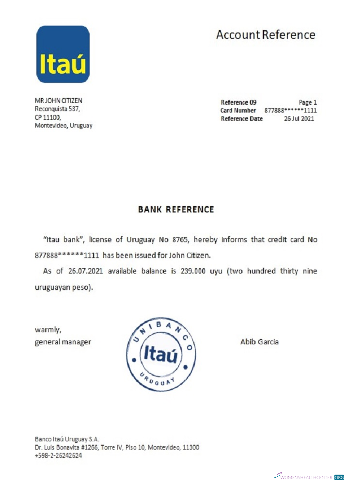 Download Uruguay Itau bank reference Photoshop template